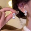 Zircon pearl stud earrings [silver needle]