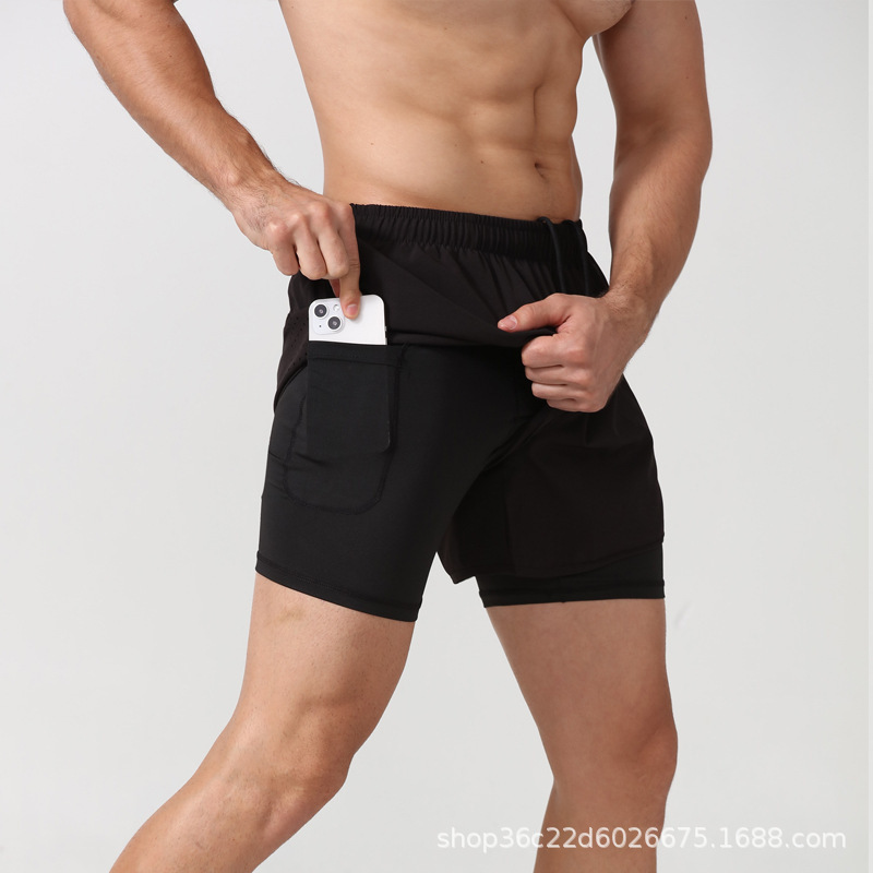 Summer Pro Sports Compression Shorts with Pockets for Men, Fitness Running Basketball Training Base Layer Compression Pants