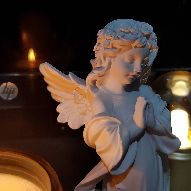 小天使女孩摆件托盘树脂石膏像桌面客厅玄关家居装饰品摆设手绘