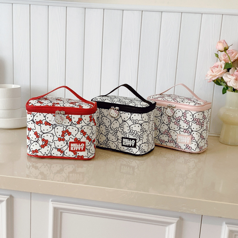 Hellokitty Genuine Authorized Full-Print Satchel Cosmetic Bag Cosmetic Bag Large Capacity Toiletry Bag Hand-Carrying Women's Bag