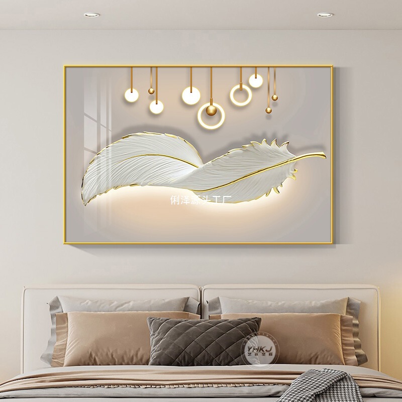 Modern Minimalist Bedroom Bedside Decorative Painting Light Luxury Atmospheric Master Bedroom Hanging Painting Sense Room Background Wall Mural