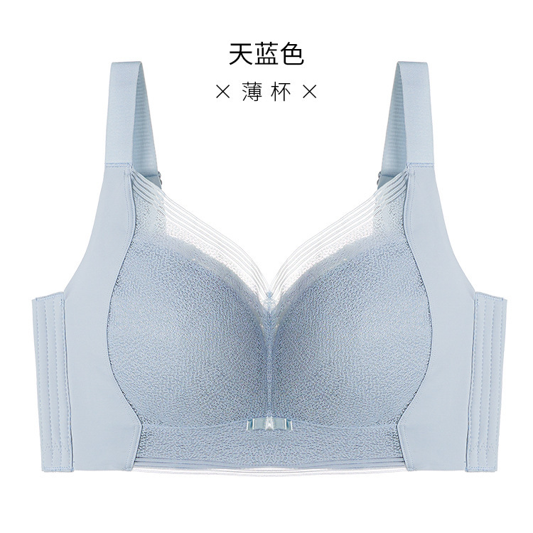 夏季大胸显小薄款透气内衣女大码防下垂无钢圈收副乳文胸光面无痕|undefined