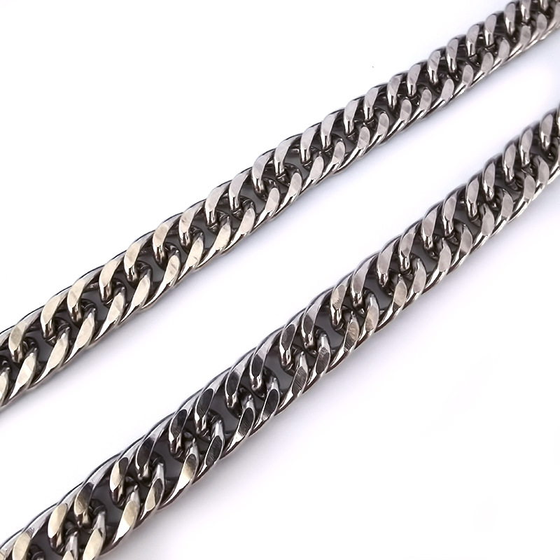 Stainless double woven four sided grinding necklace, fading, not afraid of water, hip-hop Cuban bracelet, titanium steel_voghion.com