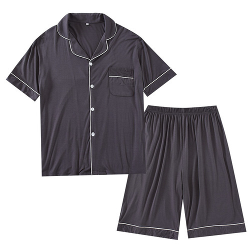 Pajamas for men summer modal short-sleeved shorts thin cardigan home wear summer large size loose suit