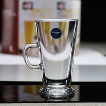 乐美雅钢化玻璃水杯拿铁分层咖啡杯带把果汁奶茶杯家用牛奶杯批发