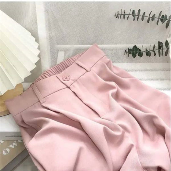 Suit pants female 2023 Spring and Autumn New Korean version of high waist loose thin straight pants nine smoke tube casual pants