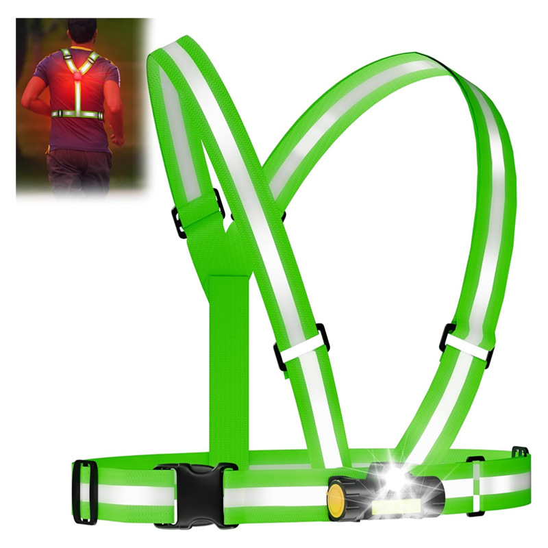 Customized Led Reflective Vest Running Gear, Unisex, Adjustable Shoulder Straps, Outdoor Night Running Belt