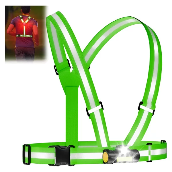 Customized Led Reflective Vest Running Gear, Unisex, Adjustable Shoulder Straps, Outdoor Night Running Belt