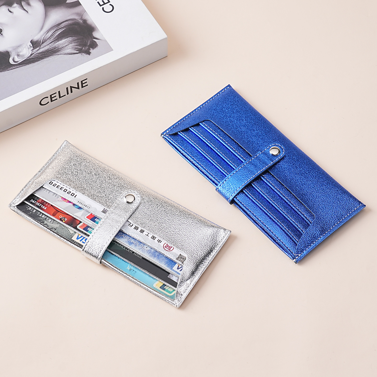 Transfronterizo para bolsas de tarjetas delgadas coreanas pequeñas y multifuncionales para hombres y mujeres exquisitos clipes de tarjetas de cuero PU cubierta de tarjetas mayorista