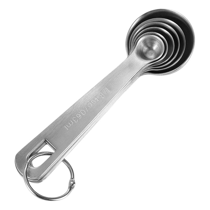 En 304 Stainless Steel Measuring Spoon 6-piece Set Kitchen Baking Supplies Multi-specification Square Spoon Cross-border Tea Spoon Seasoning Spoon