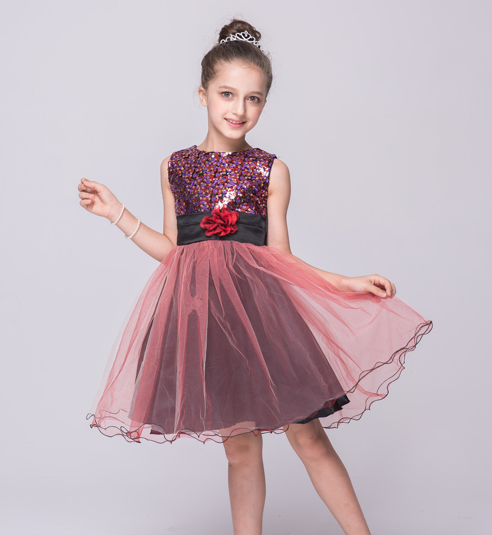 定制儿童礼服公主裙夏小主持人走秀洋气蓬蓬纱女宝宝亮片周岁礼服