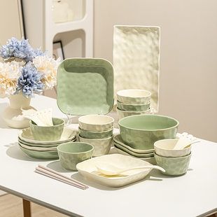 Cream ceramic tableware for home use, high quality set, full set
