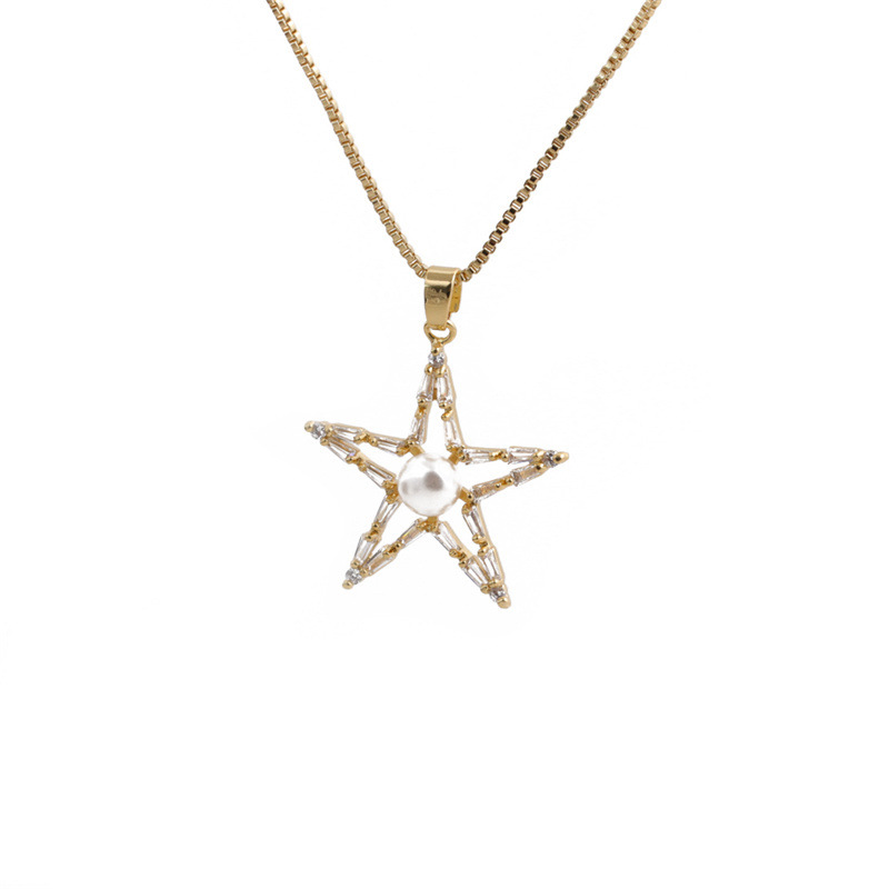 fashion simple moon star pendant gold microinlaid zircon necklacepicture20