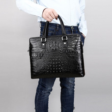 跨境男包牛皮公文包手提包商务头层牛皮休闲男士横款单肩包