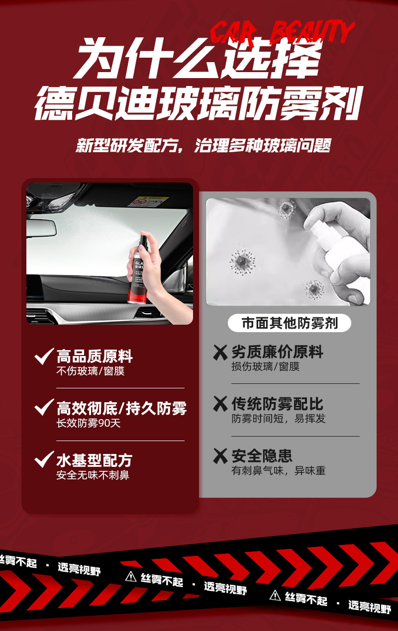 Debedi car glass defogging agent front windshield anti-fogging window defogging clear vision lasting anti-fog