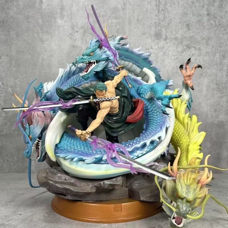 One Piece Gk Three Dragons Zoro Tornado Modified Double Headed Statue Boxed Figure Trendy Anime Model Limited Edition