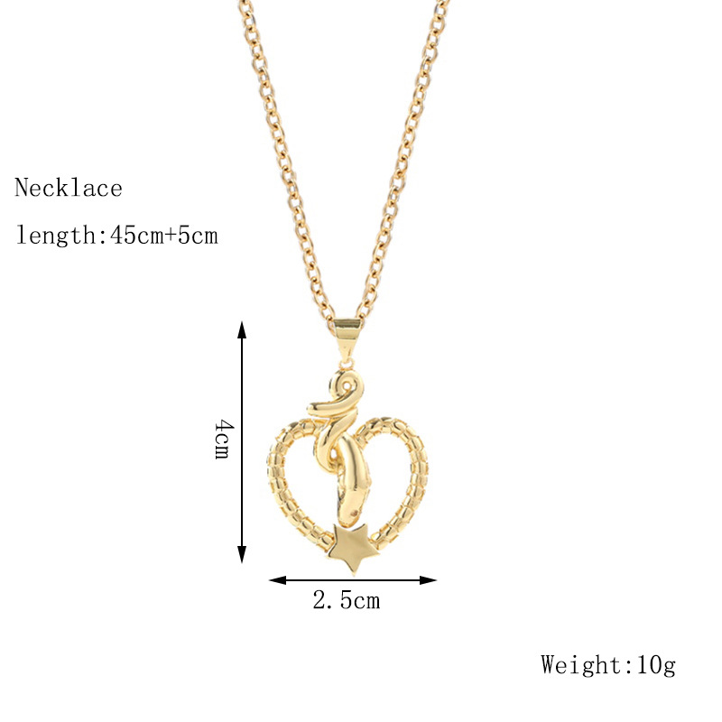 Hollow Heart-shaped Zodiac Snake Pendant Copper Necklace Wholesale Nihaojewelry display picture 1