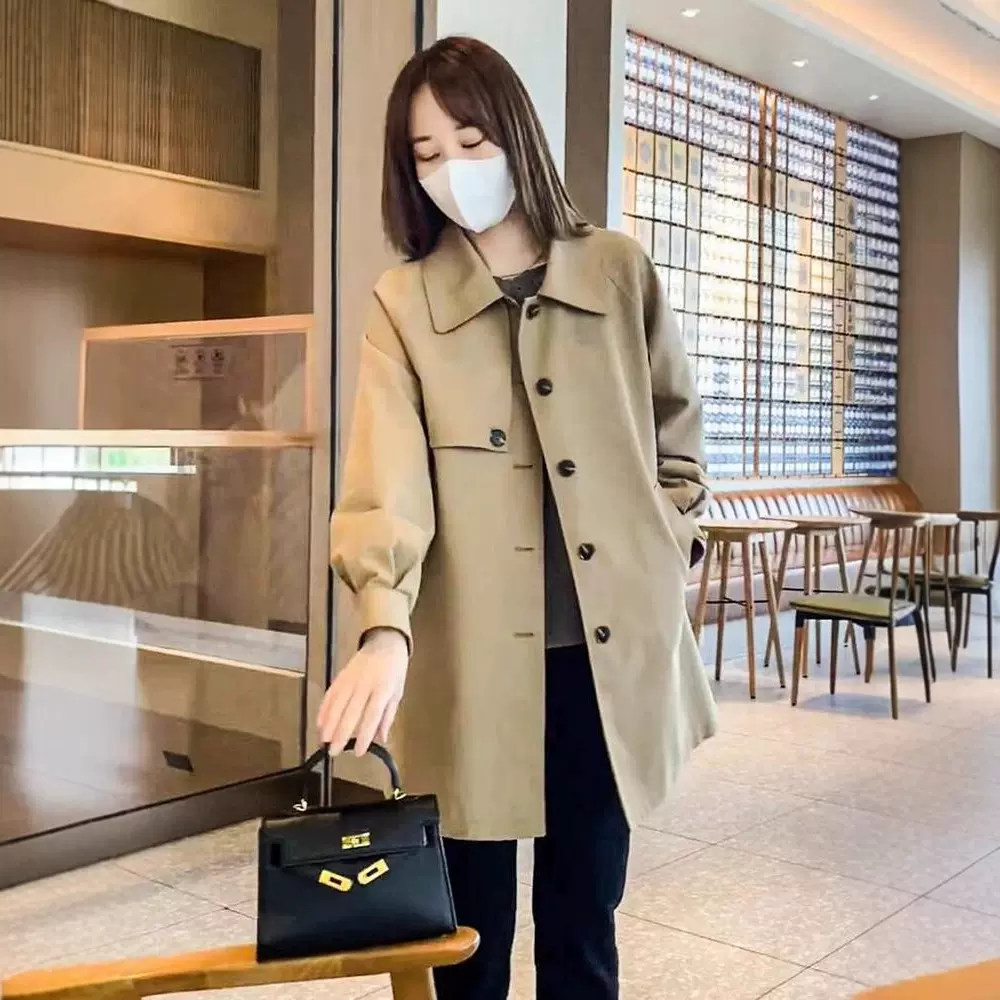 中长款高级感风衣女春秋季新款韩版宽松百搭气质卡其色大衣外套女