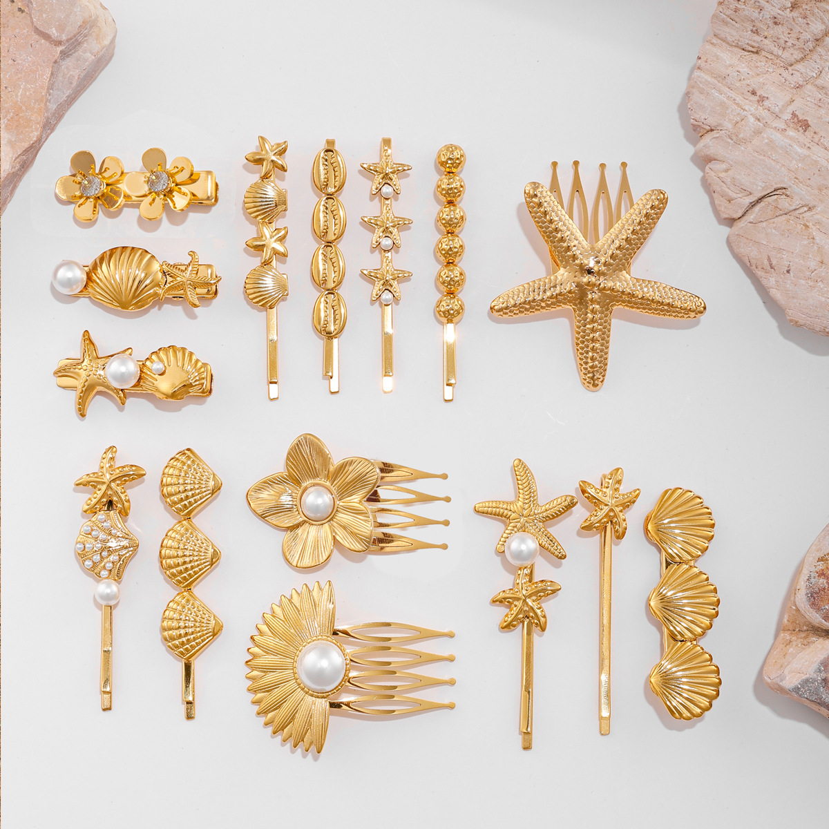 14g Weight Hair Clip Hair Accessories Type 1 Piece Quantity Holiday, Street Occasion Alloy Material Starfish, Flower, Shell Pattern All Seasons Season Women's Gender IG Style, Sweet Style IG Style Sweet Women's Starfish Flower Shell Alloy Hair Clip 7
