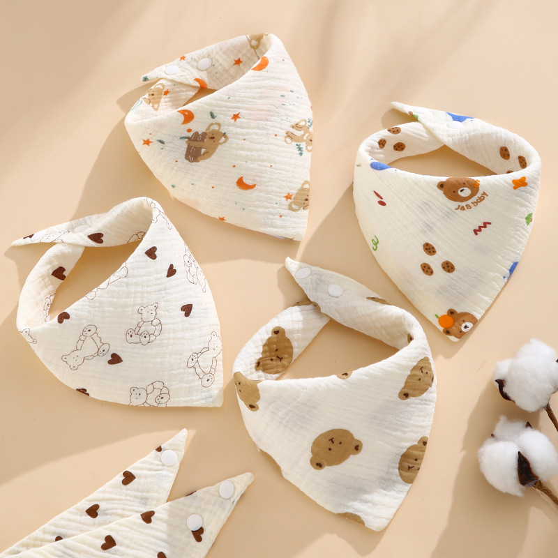 Toallas de saliva para bebés de cuatro capas de tela de crimpos de dibujos animados buckle buckle toallas de triángulo para bebés delantal recién nacido