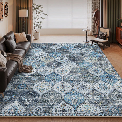 Cross-border Bohemian-style crystal velvet carpet with anti-slip and stain-resistant features for living room, large area, easy to maintain
