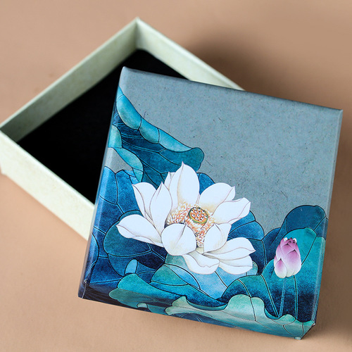 Chinese-style Gift Box Collection: Ring, Pendant, Bracelet and Jewelry Packaging Boxes with Lotus Decor