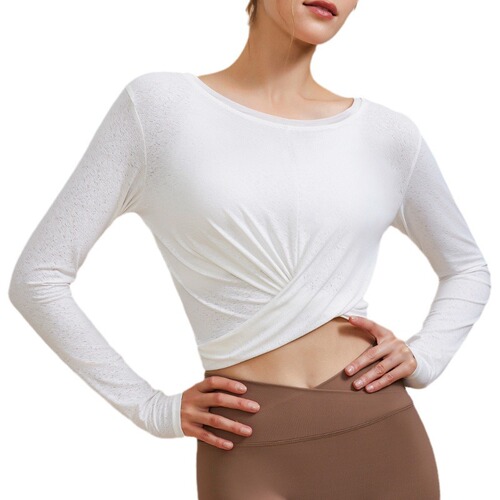 Autumn and winter yoga tops, long-sleeved T-shirts, two-wear fitness clothes for women, loose running sports yoga tops
