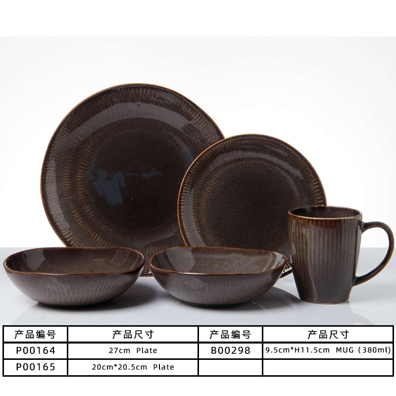 Reacción esmaltado cubiertos set al por mayor hogar cerámica de alto valor nominal platos de comedor tazas de cerámica cubiertos combinados image 15