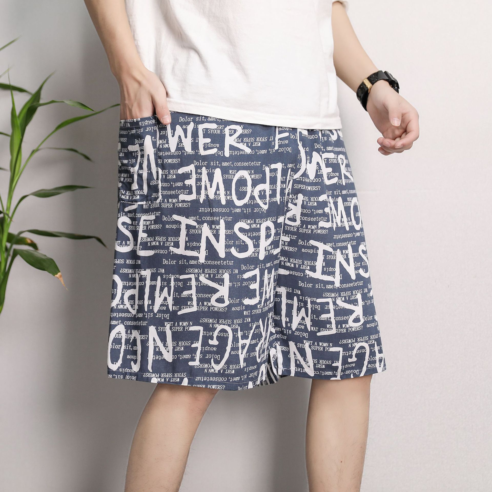 Pantalones cortos de algodón artificial para hombres de verano, pantalones, pantalones de playa, pijamas de seda, pantalones para el hogar, más gordos y pantalones casuales