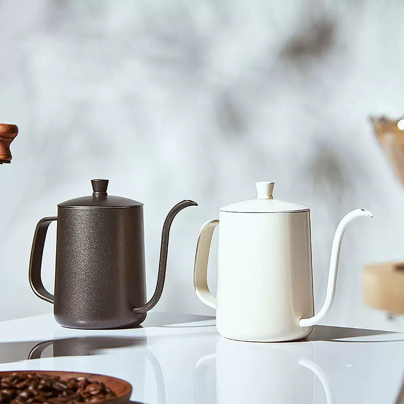 批发 咖啡壶304不锈钢咖啡手冲壶 600ml特氟龙细口壶滴滤式尖嘴壶