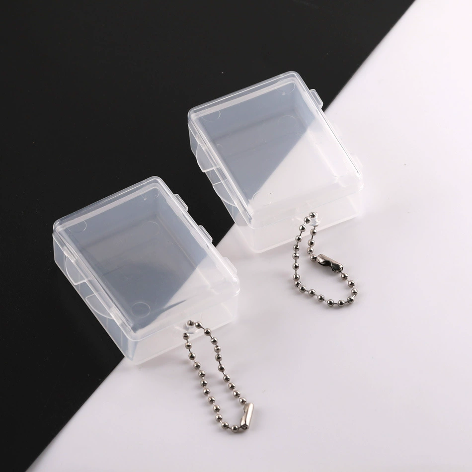 Прозрачная пластиковая коробка из полипропилена с цепочкой из бисера, квадратная коробка для хранения таблеток, маникюрная шкатулка для драгоценностей, квадратная пылезащитная коробка