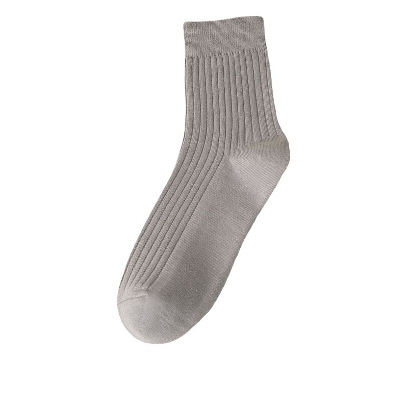 Calcetines calcetines de algodón de doble aguja para hombre primavera color sólido absorbente de sudor y desodorante calcetines simples calcetines de tubo de moda de negocios al por mayor