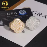 ZUANFA Европа и США Горячие продажи 925 серебряных инкрустированных мозак хип-хоп колец Fashion Clover Кольца на месте