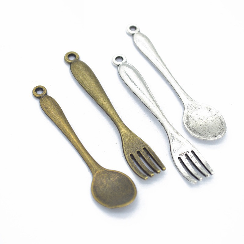 复古diy饰品配件合金叉子和勺子挂件装饰品 外贸热销 J154