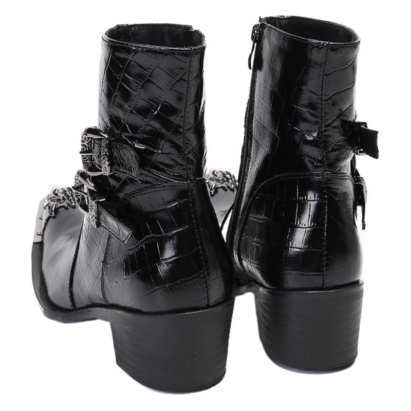 Ботинки для верховой езды мужские кожаные черные модные британские кожаные ботинки Knight на молнии с пряжкой Ботинки Челси мужские модные ботинки