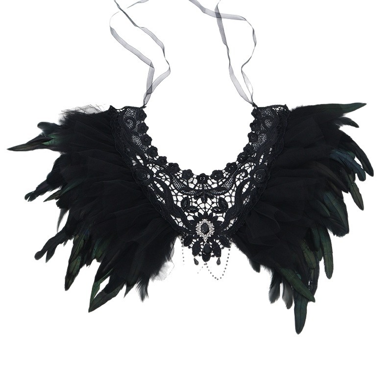 Fábrica directa plumas negras alas góticas Halloween desfile espectáculo de baile accesorios de vestuario sexy
