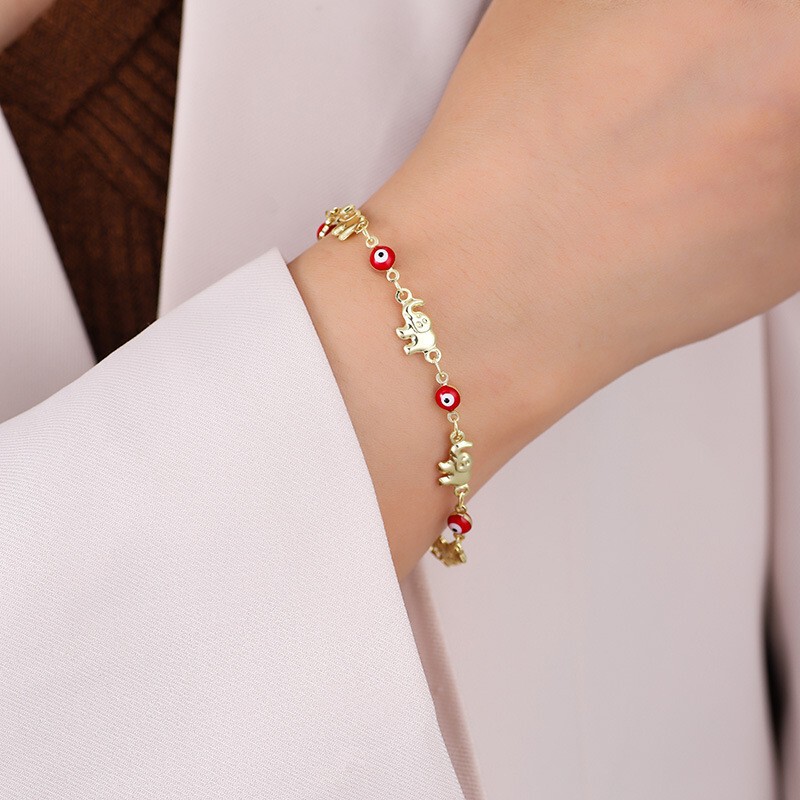 European and American Cross-Border Jewelry Evil Eye Elephant Chain Bracelet for Women Ins Style Colorful Devil's Eye Enamel Bracelet
