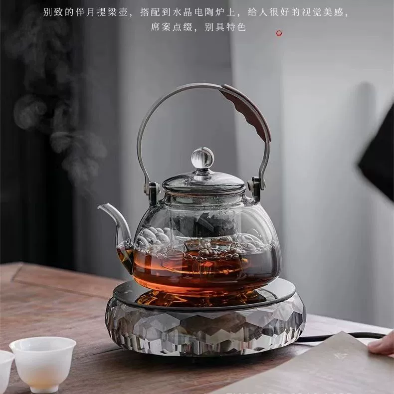 [围炉煮茶水晶电陶炉套装耐高温玻璃壶家用烧水壶静音煮茶器煮茶炉]