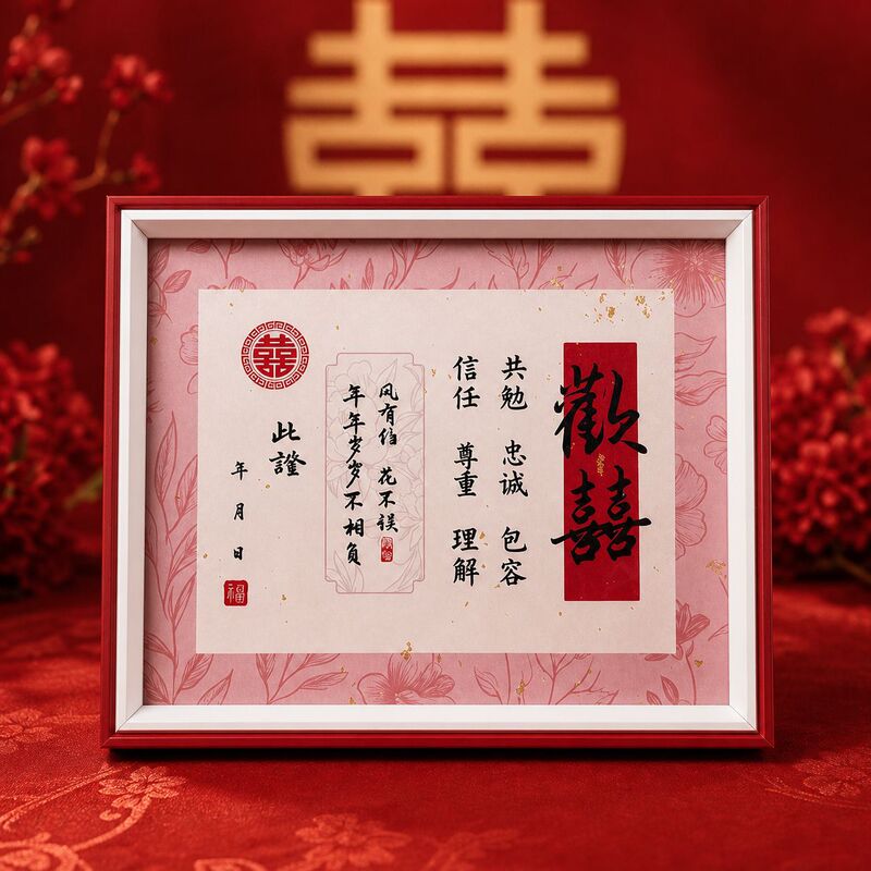 Chinese-Style Engagement Letter Fingerprint Photo Frame Display Stand, Wedding Date Gift, High-End Dowry Letter, Newlywed Decoration Arrangement Ornament Chinese-Style Engagement Letter Fingerprint Photo Frame Display Stand, Wedding Date Gift, High-End Dowry Letter, Newlywed Decoration Arrangement Ornament