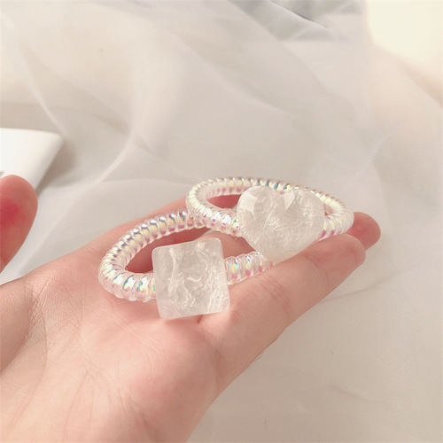 Water ripple love phone cord hair ring cute heart phone ring hair rope girl high elastic rubber band hair accessories