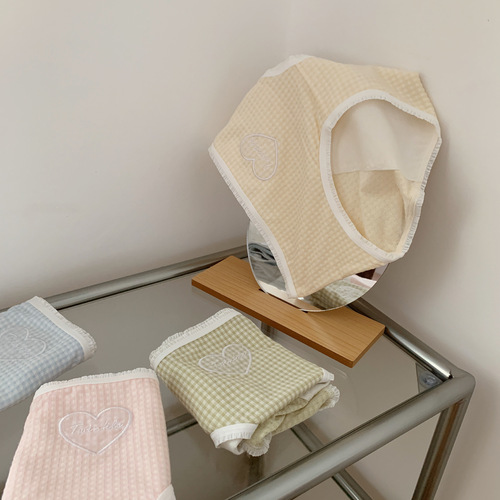 B245 menstrual pants anti-side leakage plaid exquisite girly mesh love embroidered underwear soft and waxy feel