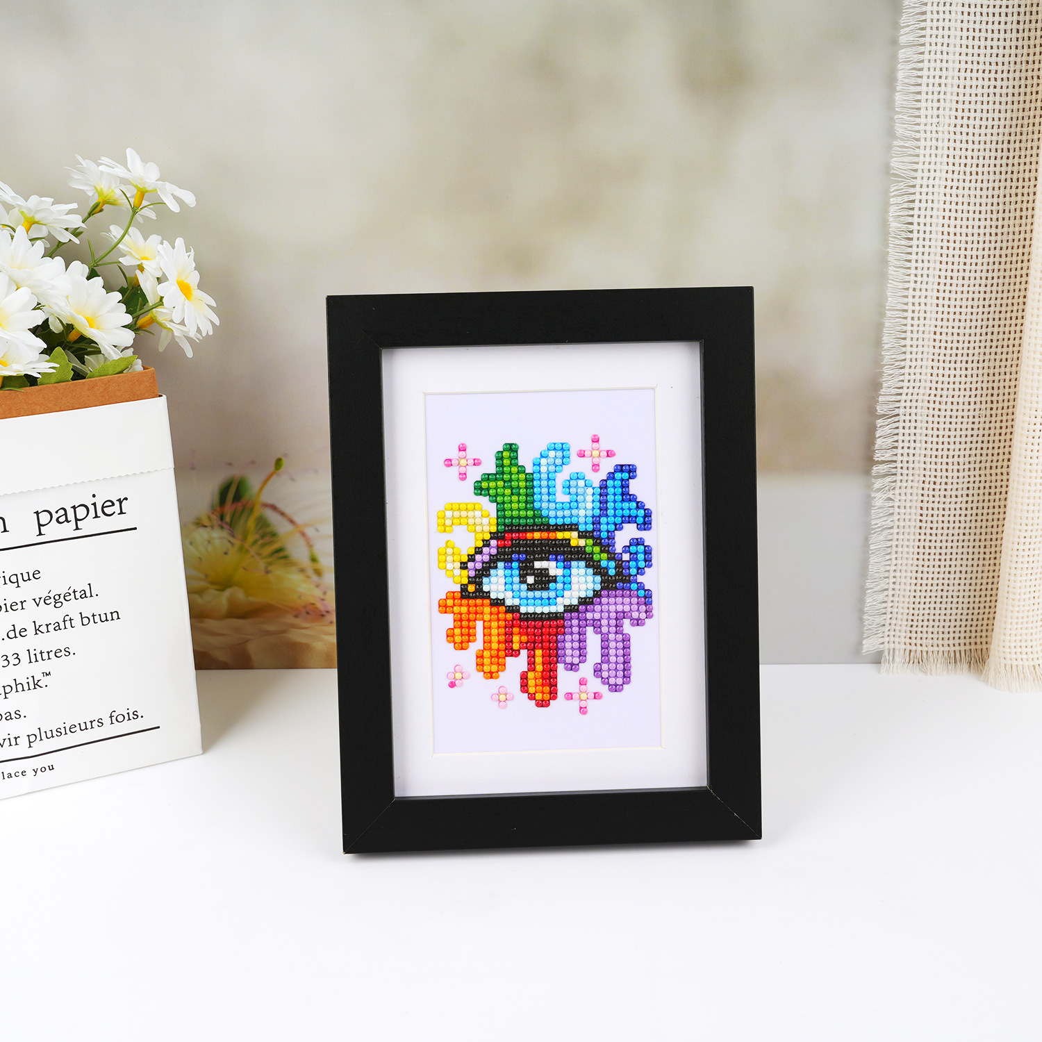 Nuevo transfronterizo 5D pintura de diamantes DIY edición de arco iris 5 * 7 pulgadas marco de fotos corazón encantador dibujo animado decoración de sirena