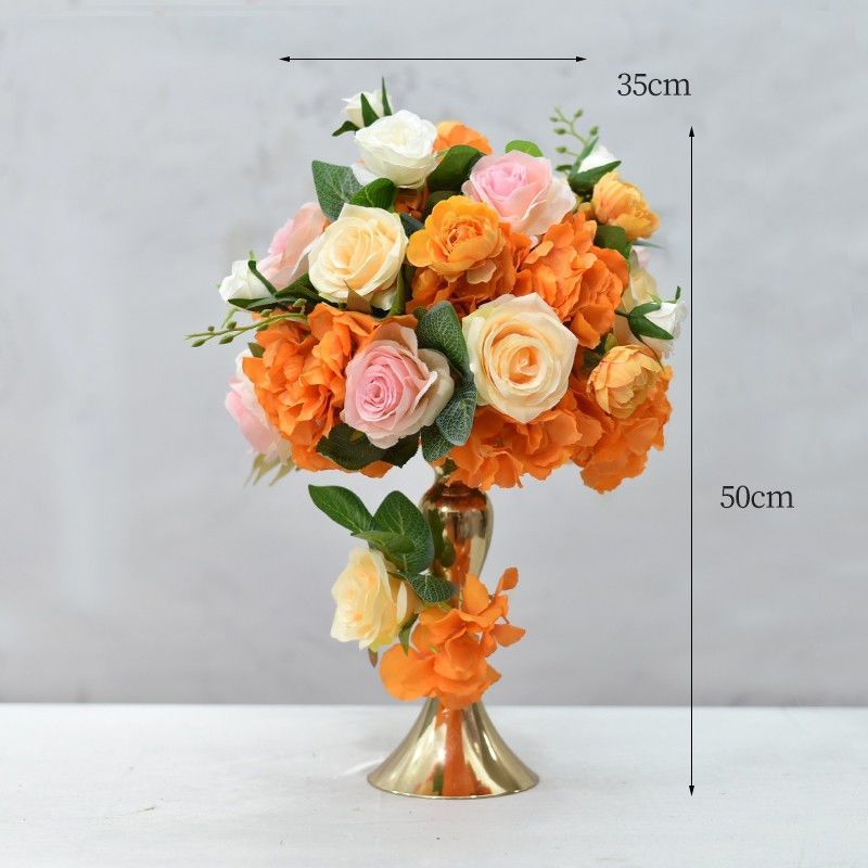 오렌지 트럼펫 황금 꽃 그릇