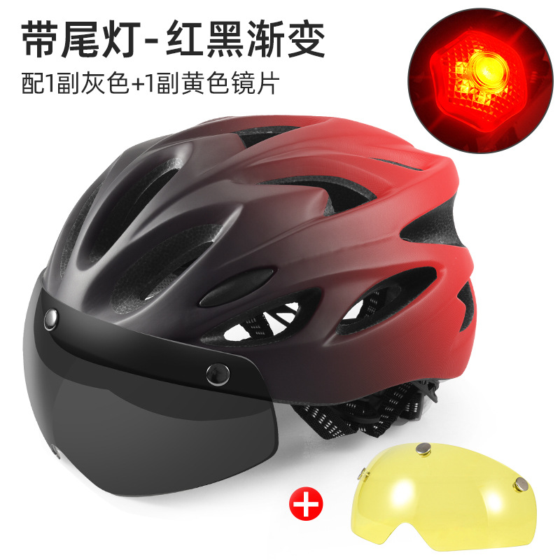 Casco de bicicleta de montaña de verano de los hombres bicicleta de carretera gafas de succión magnética casco de equitación con luz trasera sombrero de seguridad equipo