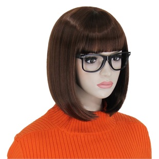 Cross-border hot selling European and American women's Bob wig role play brown bangs Bobo short straight hair wig