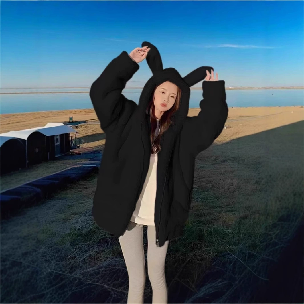 Женские утолщенные кроличьи уши милые шерстяные пальто ягненка женские зимние новые плюшевые толстые мягкие клейкие пушистые хлопчатобумажные костюмы