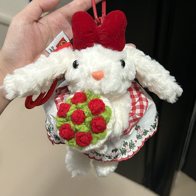 Кролик, подвеска, плюшевая ключница-брелок, игрушка ко Дню Святого Валентина, ручной работы