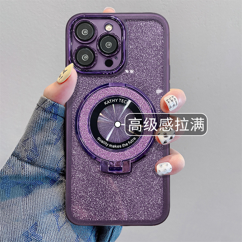 For Apple 15 Lens Film Phone Case iphone14 Glitter Folding Invisible Bracket 13 Transparent 12 Advanced Sense