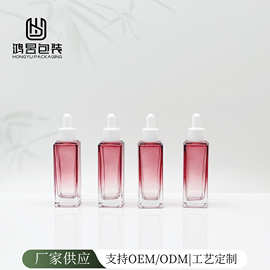 工厂爆款现货  方形30ml精油滴管粉底液旋盖精华原液瓶