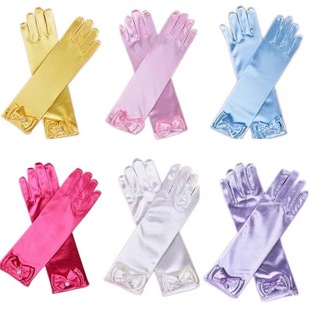 Princess Elsa Children's Satin Gloves Snow White Snow Sophia Bow Performance Dress Long Gloves